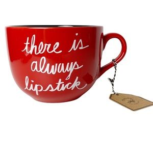 Robee coffee mug There Is Always Lipstick red ceramic NEW cappuccino cup makeup